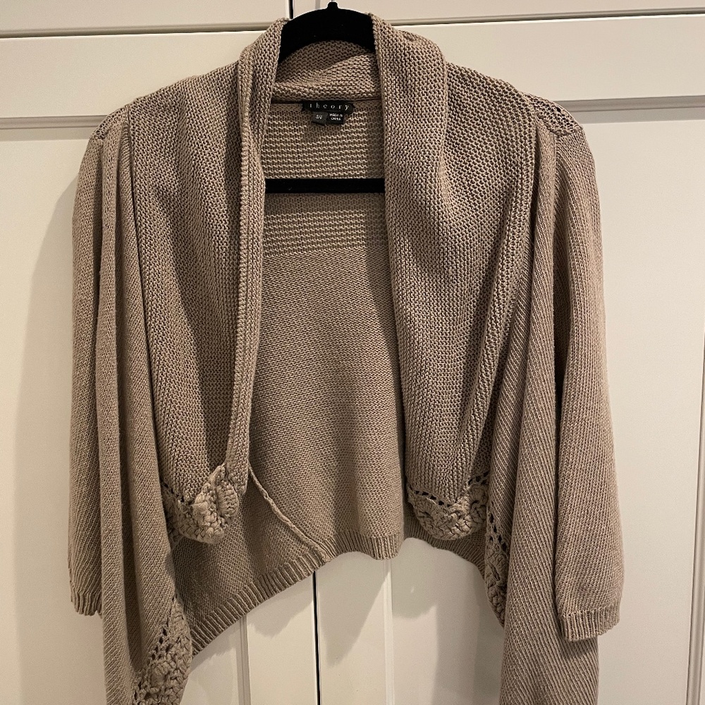 Theory cropped cable knit sweater/shrug